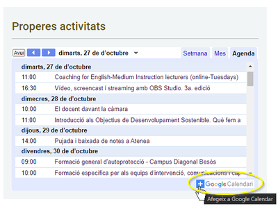 Nou calendari formació
